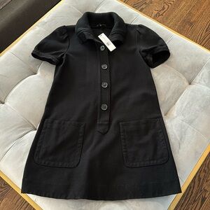 NWT Theory Black Stretchy A Line Tunic Dress Top with Sweater Funnel Neck 0